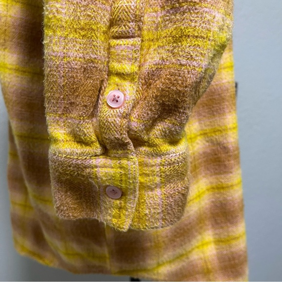 Nordstrom BP Yellow,Brown, & Pink Plaid Button Up Flannel Size XS - Picture 3 of 7